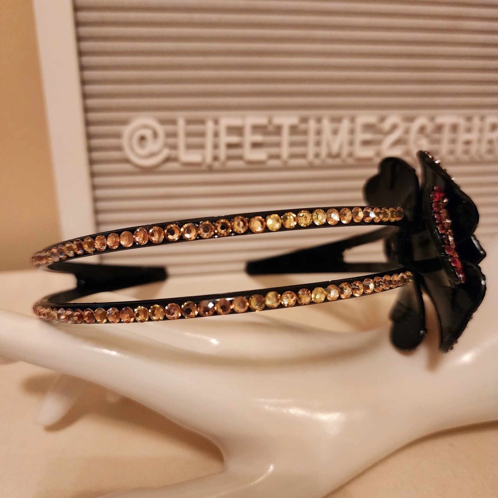 Red / Gold Rhinestone Flower Headband - Picture 2 of 3